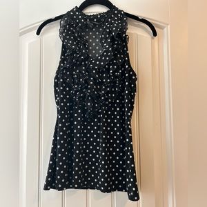 White House Black Market Black and White Polka Dot Top